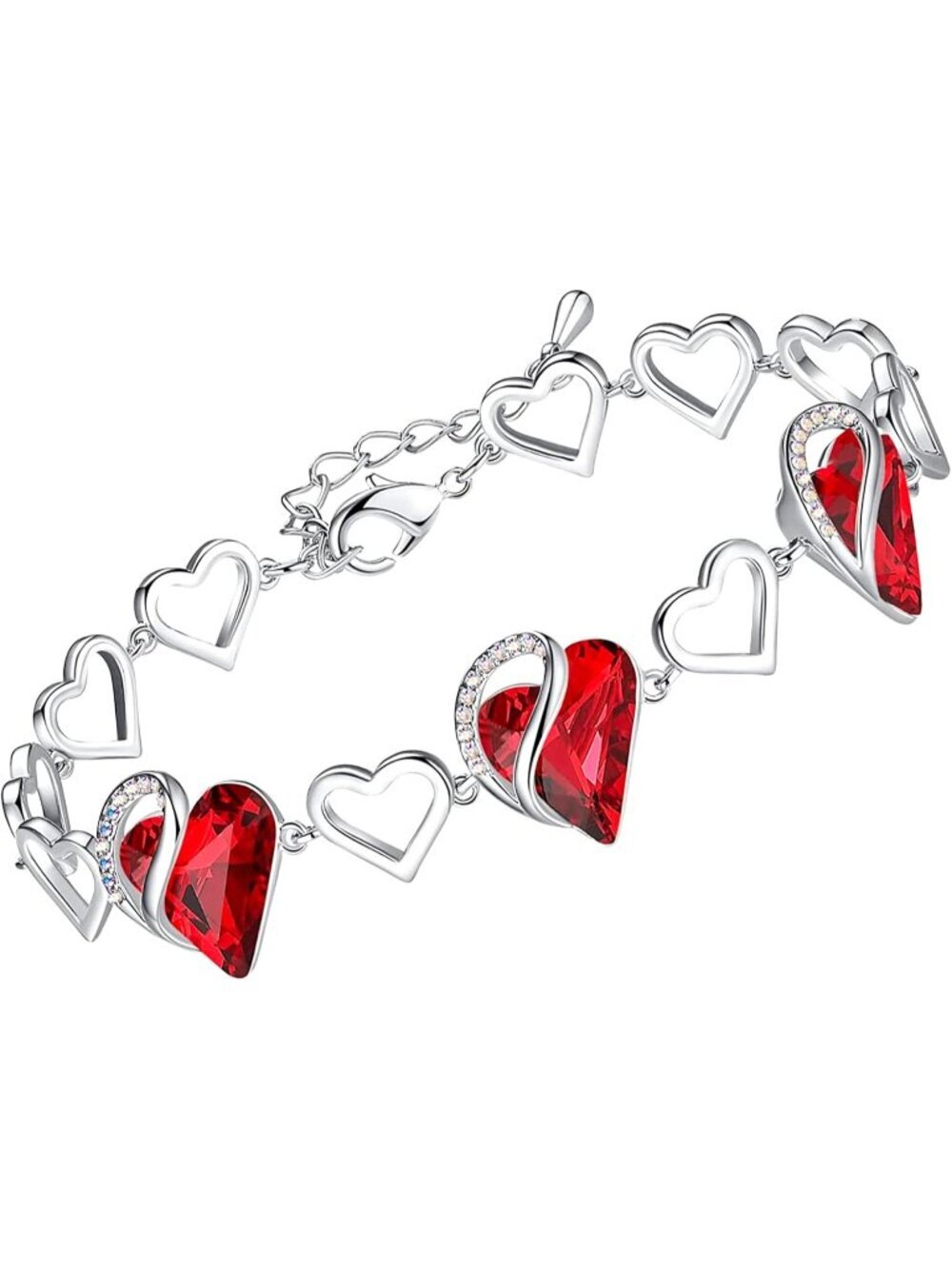 Women's Red heart Brass  Healing Stone Crystal Healing Stone Crystal Bracelet